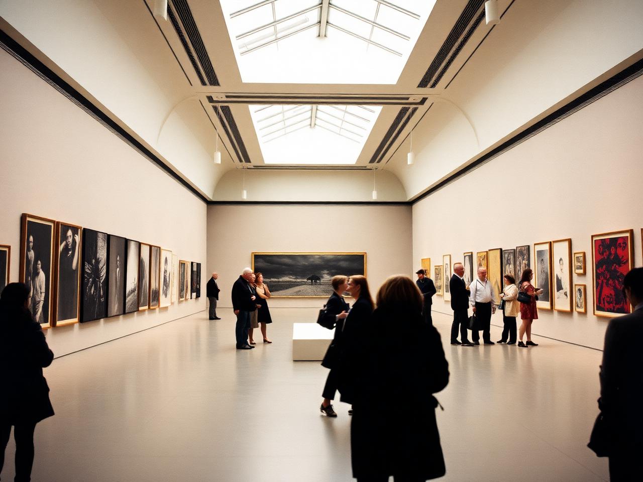 An exhibition gallery interior with visitors - the daily reality of cultural press.