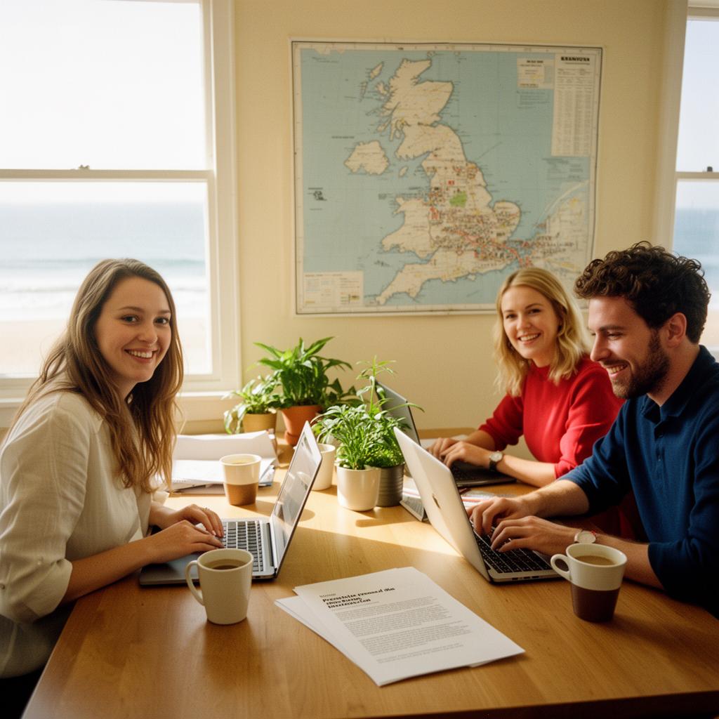 Comms team drafting at a sunny office